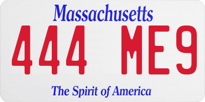 MA license plate 444ME9