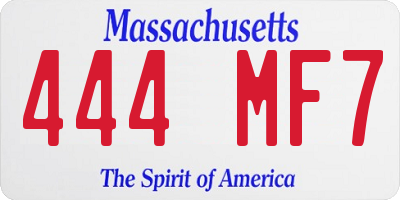 MA license plate 444MF7
