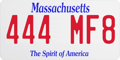 MA license plate 444MF8