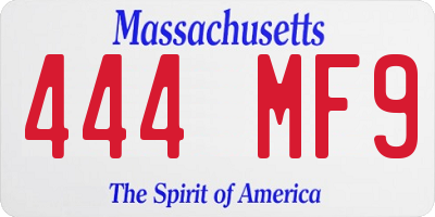 MA license plate 444MF9