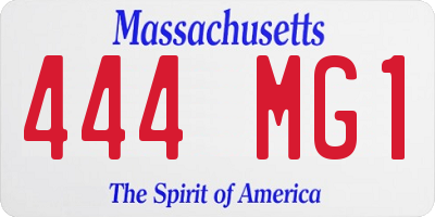 MA license plate 444MG1