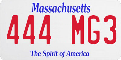 MA license plate 444MG3
