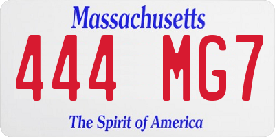 MA license plate 444MG7