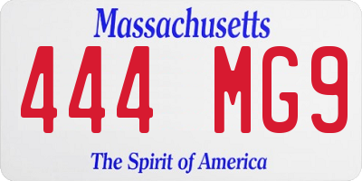 MA license plate 444MG9