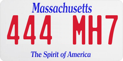MA license plate 444MH7