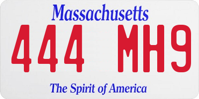 MA license plate 444MH9