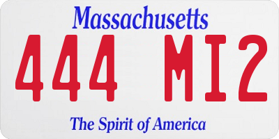 MA license plate 444MI2
