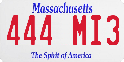 MA license plate 444MI3