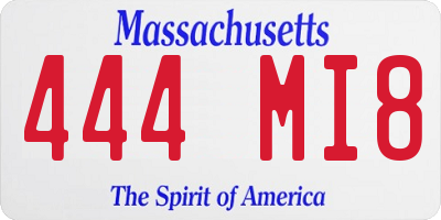 MA license plate 444MI8