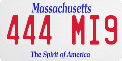 MA license plate 444MI9