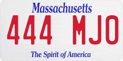MA license plate 444MJ0