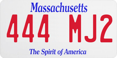 MA license plate 444MJ2