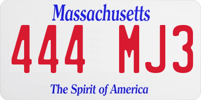 MA license plate 444MJ3
