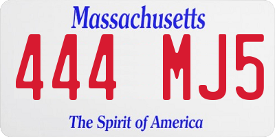 MA license plate 444MJ5
