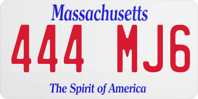 MA license plate 444MJ6