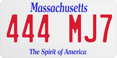 MA license plate 444MJ7