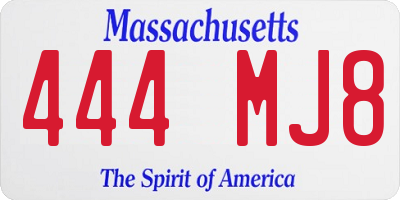 MA license plate 444MJ8