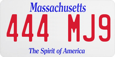 MA license plate 444MJ9