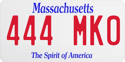 MA license plate 444MK0