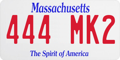 MA license plate 444MK2