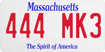 MA license plate 444MK3