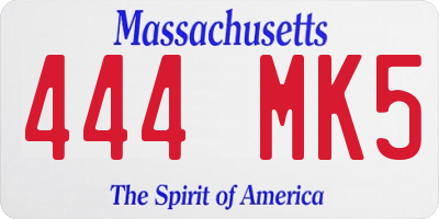 MA license plate 444MK5