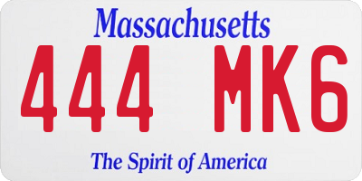 MA license plate 444MK6