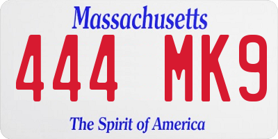 MA license plate 444MK9