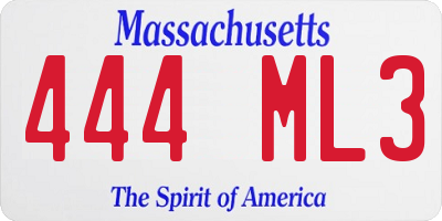 MA license plate 444ML3