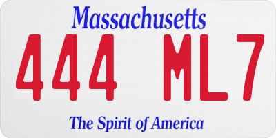 MA license plate 444ML7