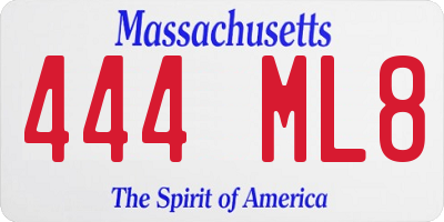 MA license plate 444ML8