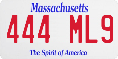 MA license plate 444ML9