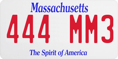 MA license plate 444MM3