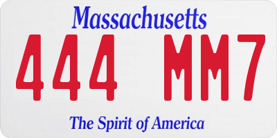 MA license plate 444MM7