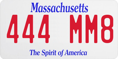 MA license plate 444MM8