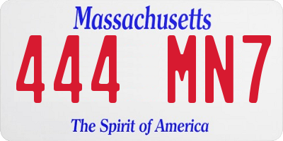 MA license plate 444MN7