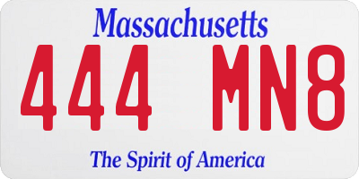 MA license plate 444MN8