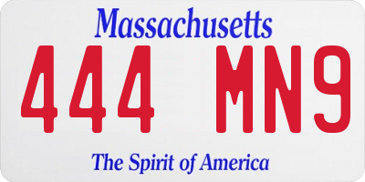 MA license plate 444MN9