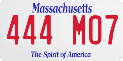 MA license plate 444MO7