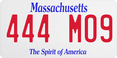 MA license plate 444MO9