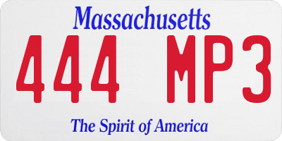 MA license plate 444MP3
