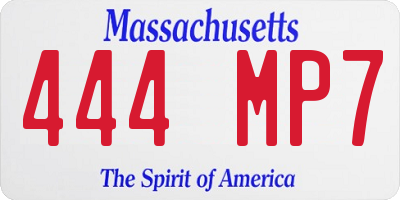MA license plate 444MP7