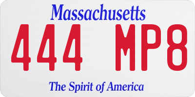 MA license plate 444MP8