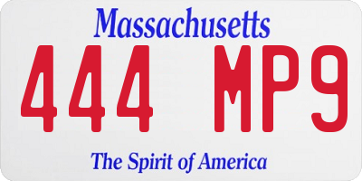 MA license plate 444MP9