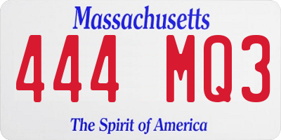 MA license plate 444MQ3