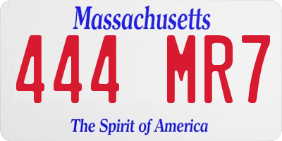 MA license plate 444MR7