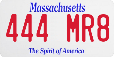 MA license plate 444MR8