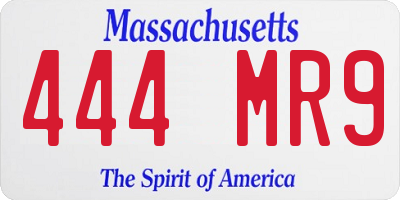 MA license plate 444MR9