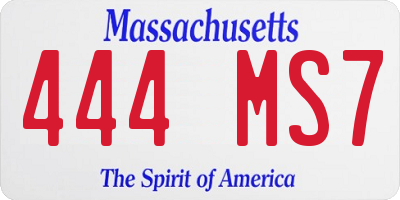 MA license plate 444MS7