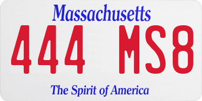MA license plate 444MS8